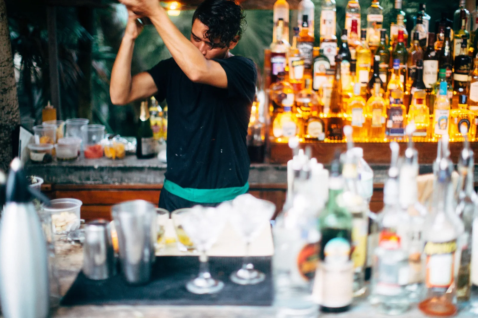A bartender at work